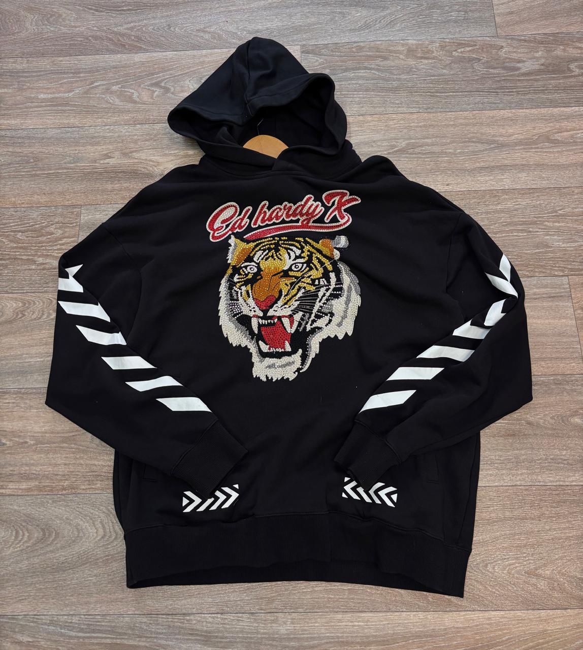 Ed Hardy Tiger Rhinestone Hoodie